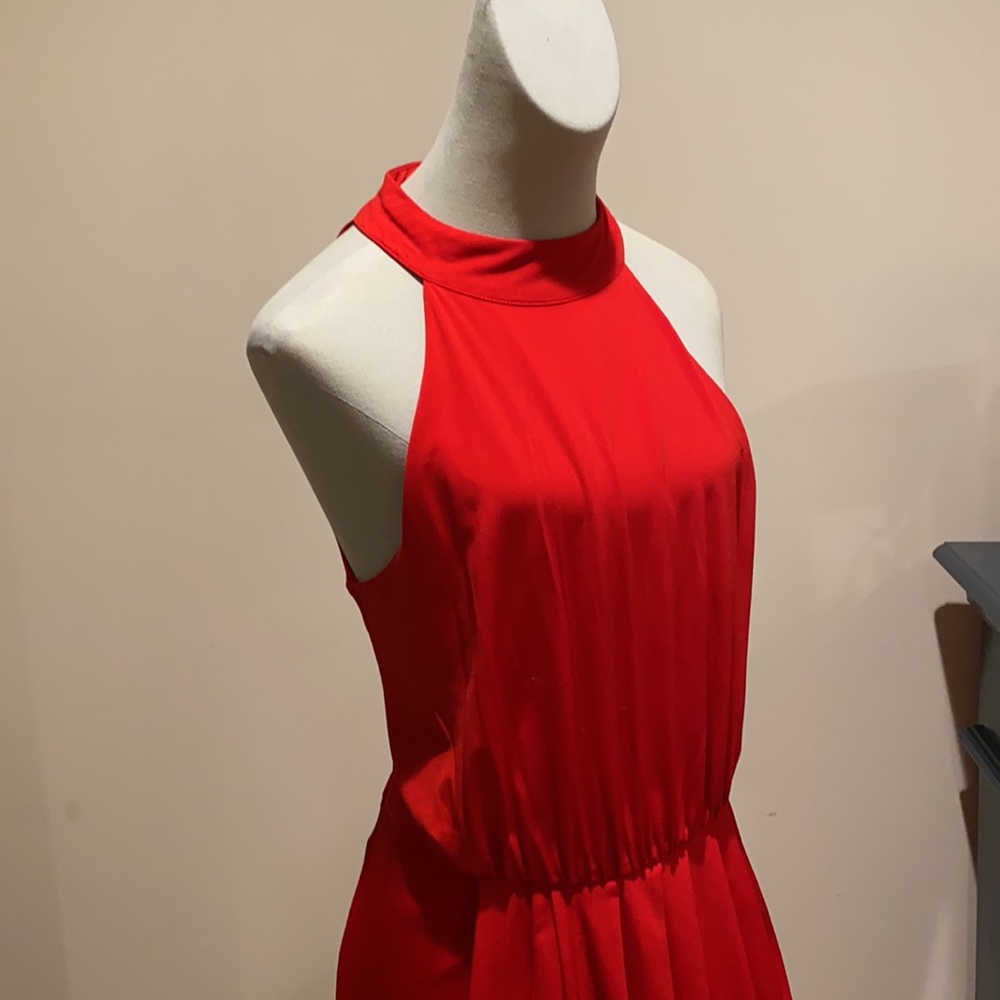 Red High-Neck Split Dress - Picture 3 of 4